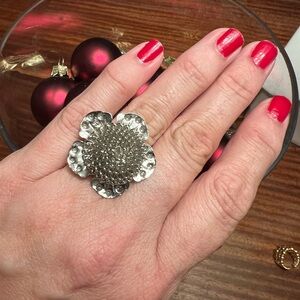 Silver Floral Statement Ring